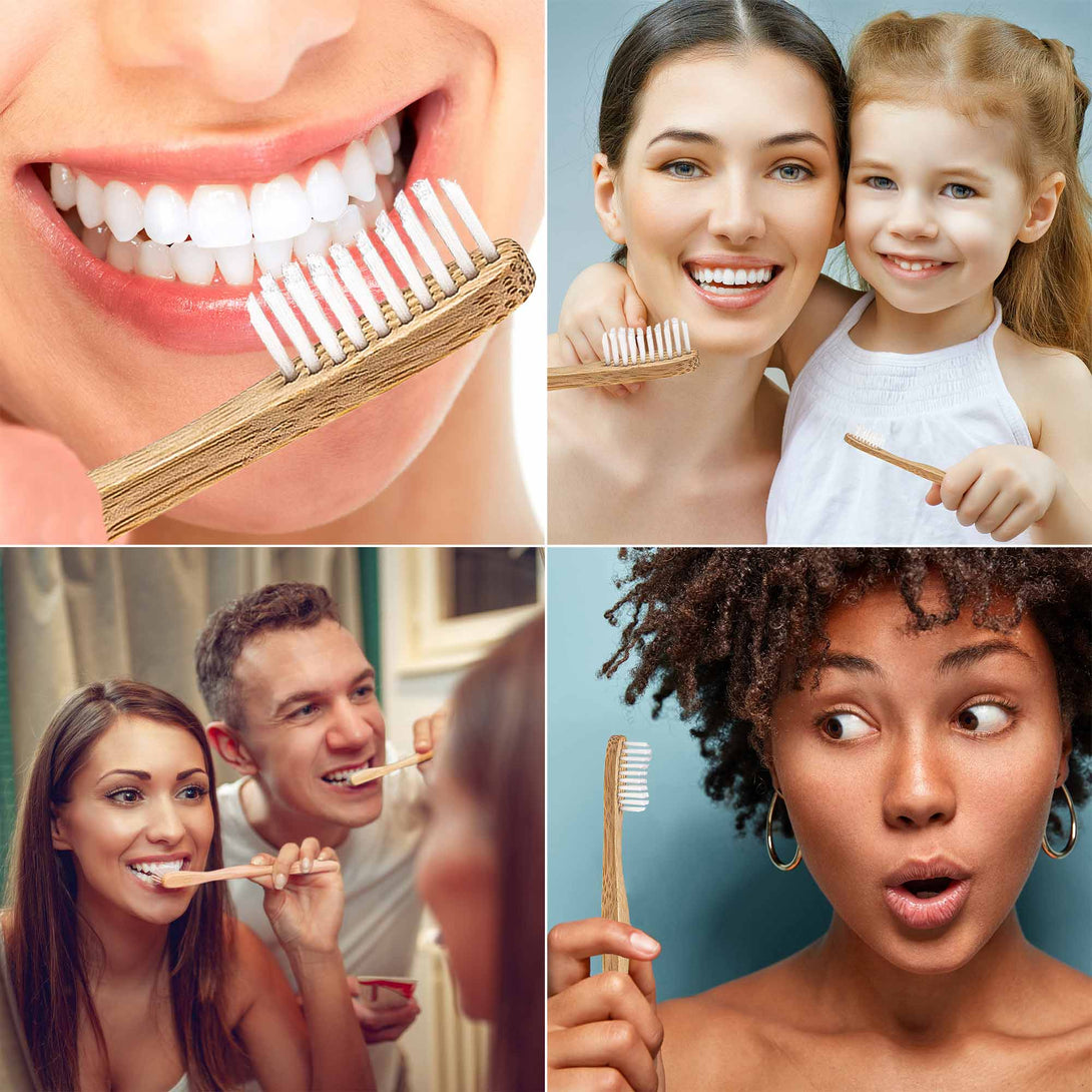 Bamboo Toothbrush Medium Bristles - Biodegradable Toothbrushes - Wooden Toothbrushes - Recyclable Toothbrushes - Bamboo Toothbrush Set 100-1411