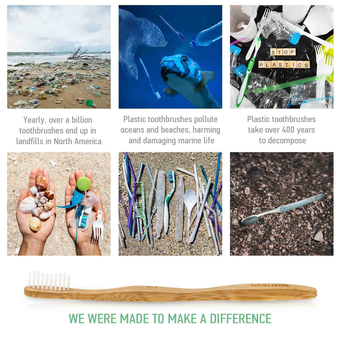 Bamboo Toothbrush Medium Bristles - Biodegradable Toothbrushes - Wooden Toothbrushes - Recyclable Toothbrushes - Bamboo Toothbrush Set 100-1412